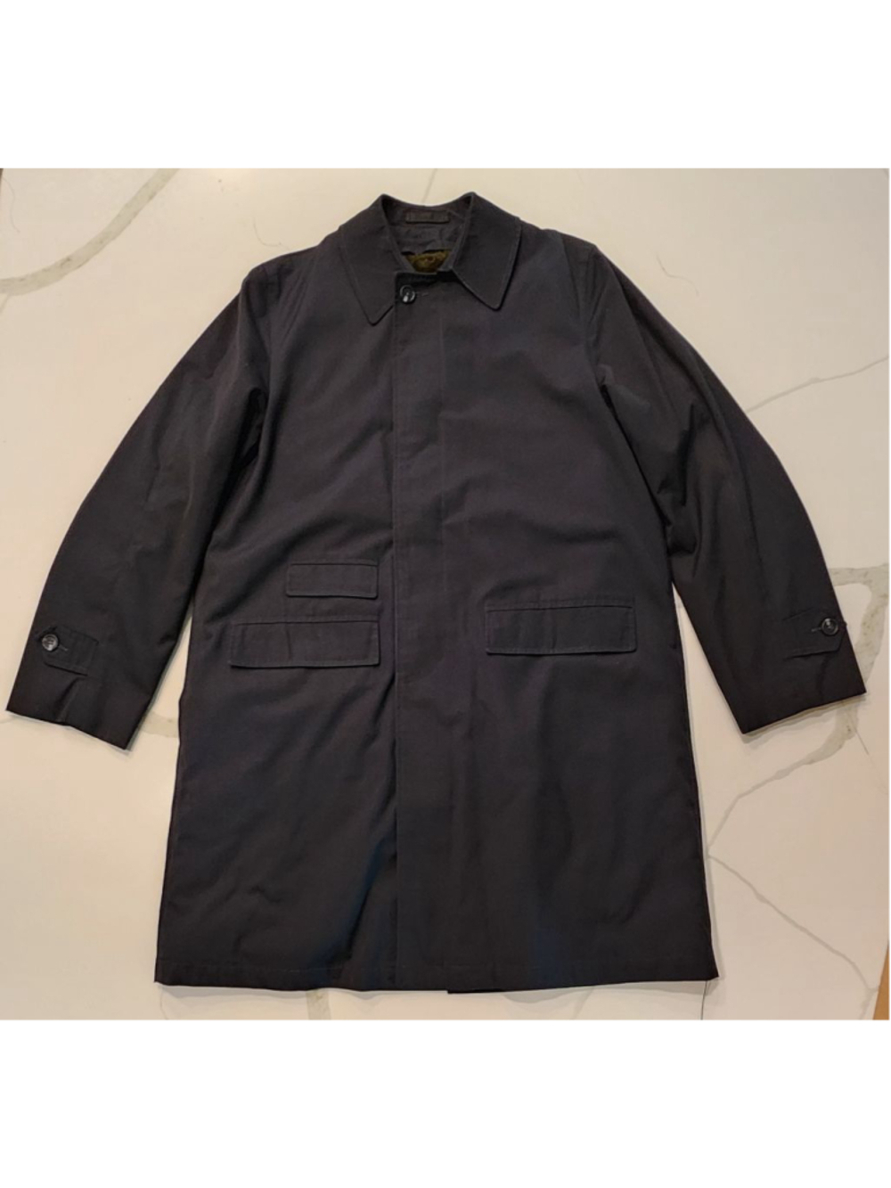 Vintage 70s Mens Car Coat Charcoal Gray Dacron Sherpa Liner Jacket L Perm Press